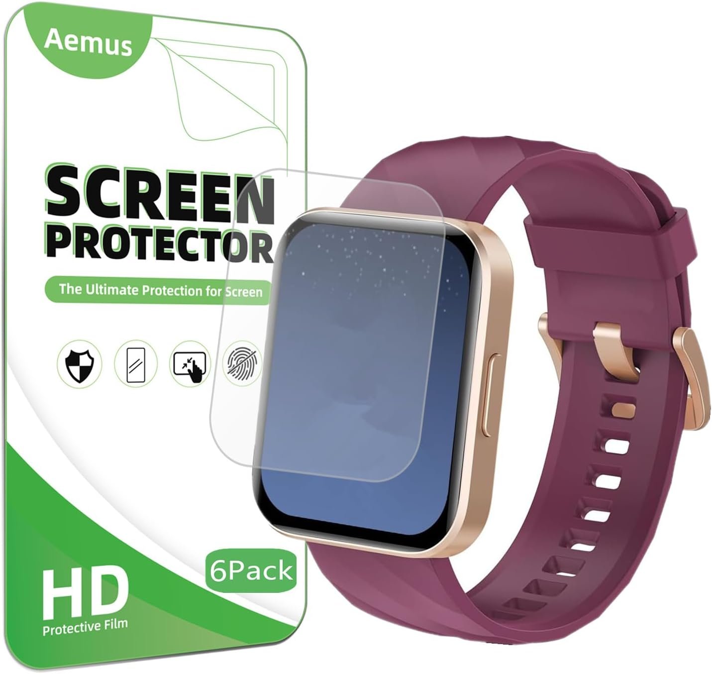 Screen Protector Compatible for Dakofied D1 Smart Watch 1.85" (6 Pack) Clear TPU Soft Film, Compatible for RUIMEN H1 Smartwatch - Image 2