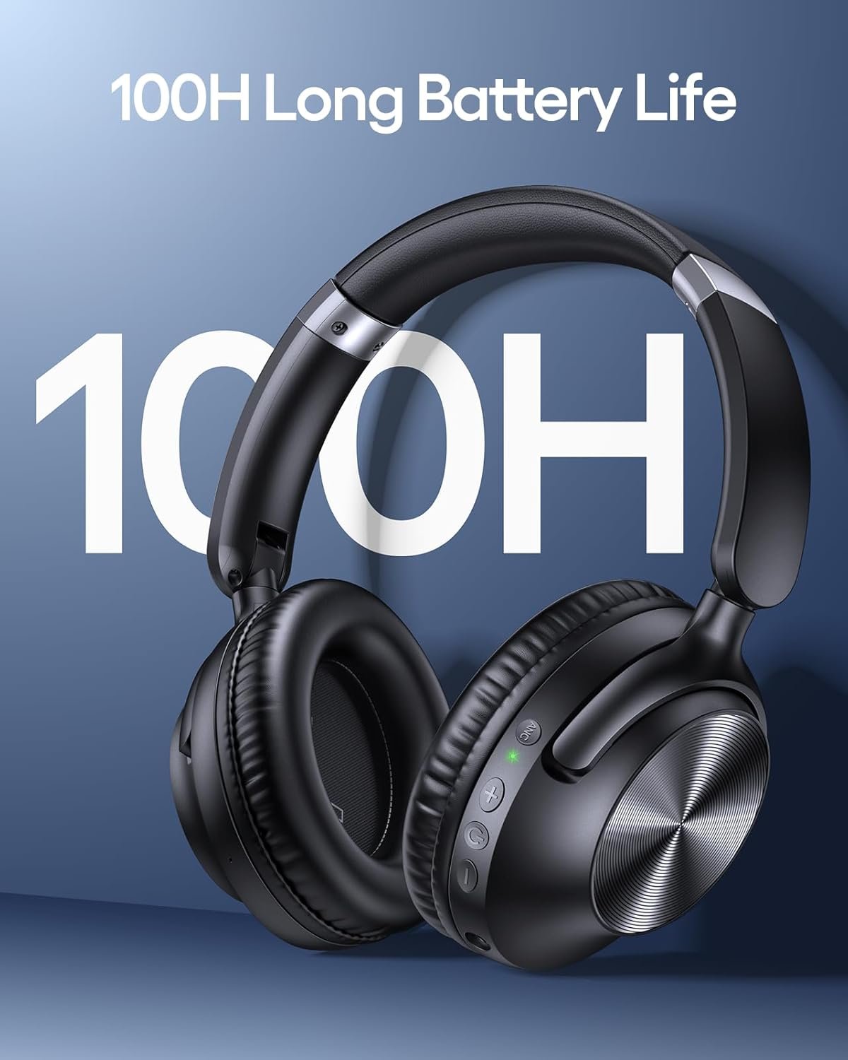 TAGRY Active Noise Cancelling Over Ear Headphones 100H Playback Bluetooth Headphones Earphones with Deep Bass Light Weight Comfort Headsets with Fast Charging for Work Travel Home Office PC Black - Image 5