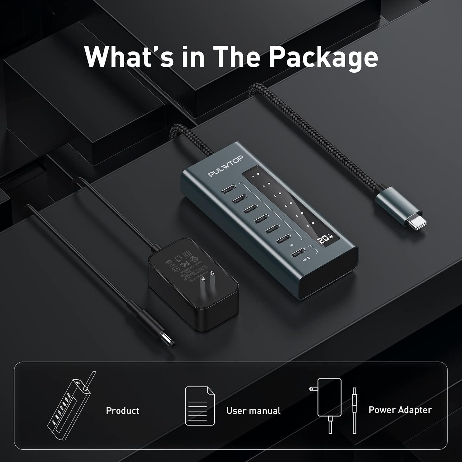 USB C Hub for Laptop, 7 in 1 10Gbps USB Adapter Support Data & Charging(Not Support Video), USB Hub 10Gbps Ports for iMac, MacBook Pro/Air, iPad, XPS, USB Hub Multiport Adapter - Image 7