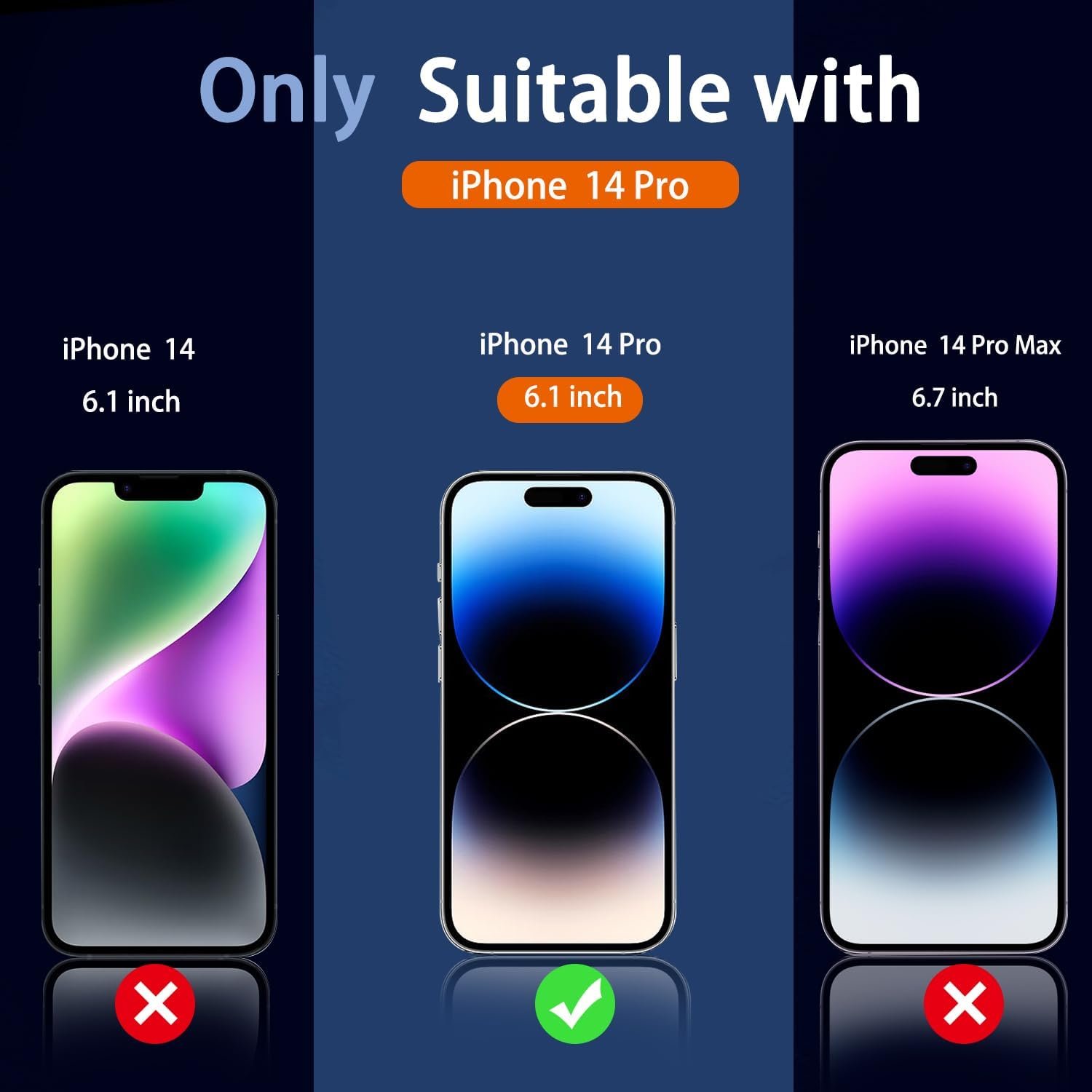 Ferilinso 3 Pack for Apple iPhone 14 Pro Privacy Screen Protector Tempered Glass Accessories 9H Anti Spy Privacy Screen for iPhone 14 Pro 3 Pack Camera Lens Protector Case Friendly - Image 3