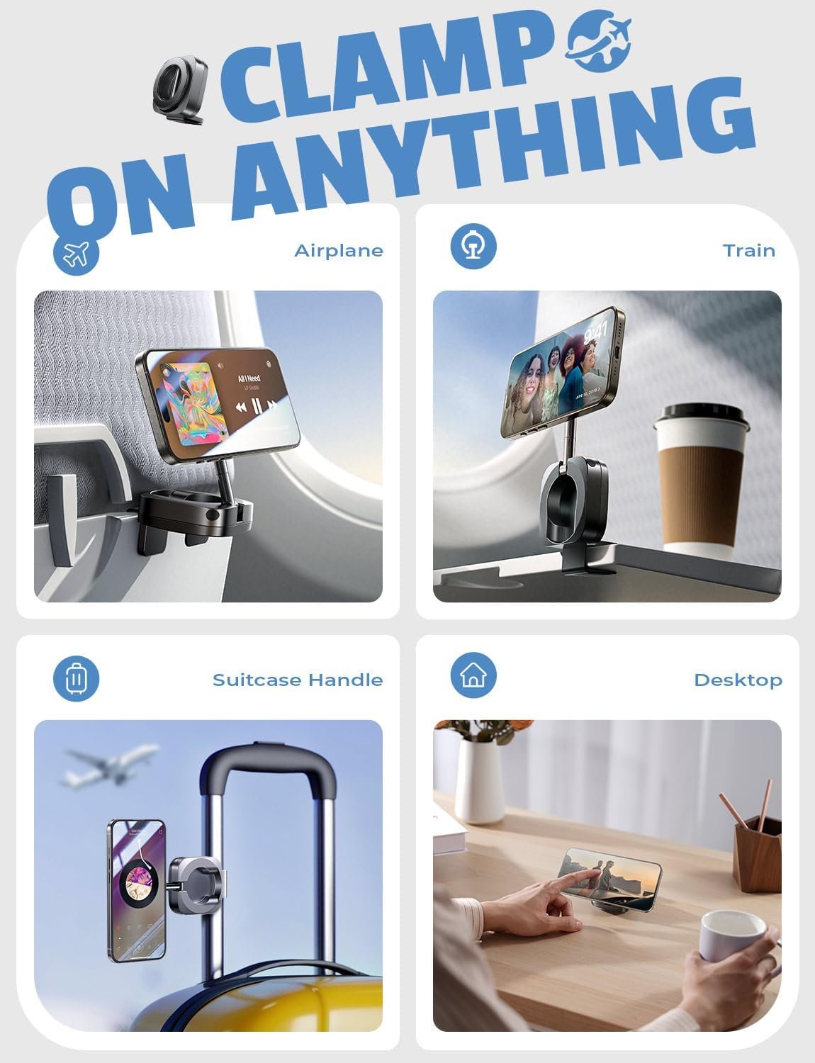 LISEN Airplane Travel Essentials Phone Holder for Women Baby Long Flight Essentials for Flying Must Haves Handsfree for MagSafe Travel Accessories Phone Stand Beach Vacation Cruise Essentials 2025 - Image 8