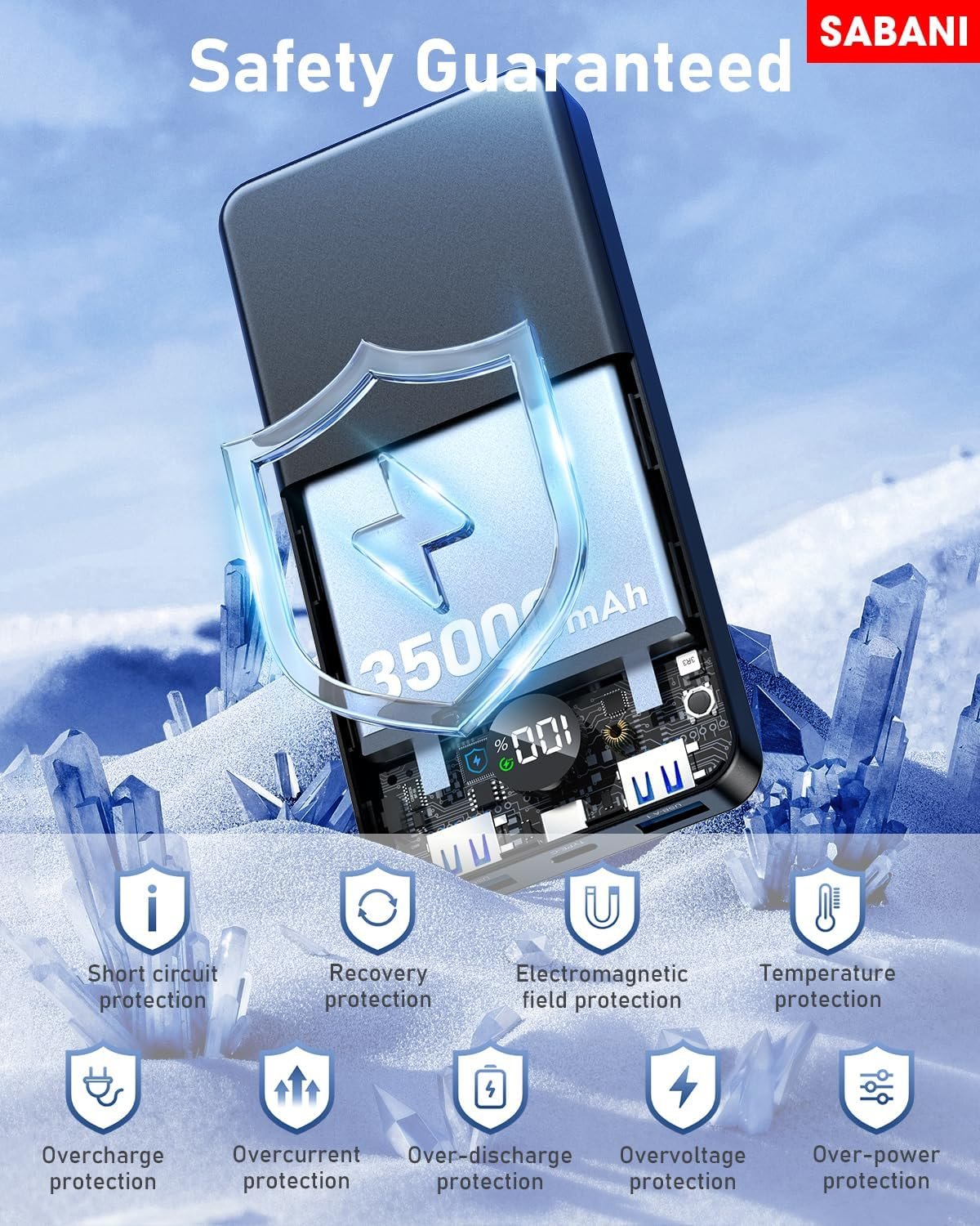 SABANI Portable Charger 35000mAh Power Bank - Portable Battery with 4 Built in Cables, 22.5W Fast Charging Battery Pack Compatible with iPhone 16 15 14 13 Samsung Android Phone etc (1 Pack, Black) - Image 7