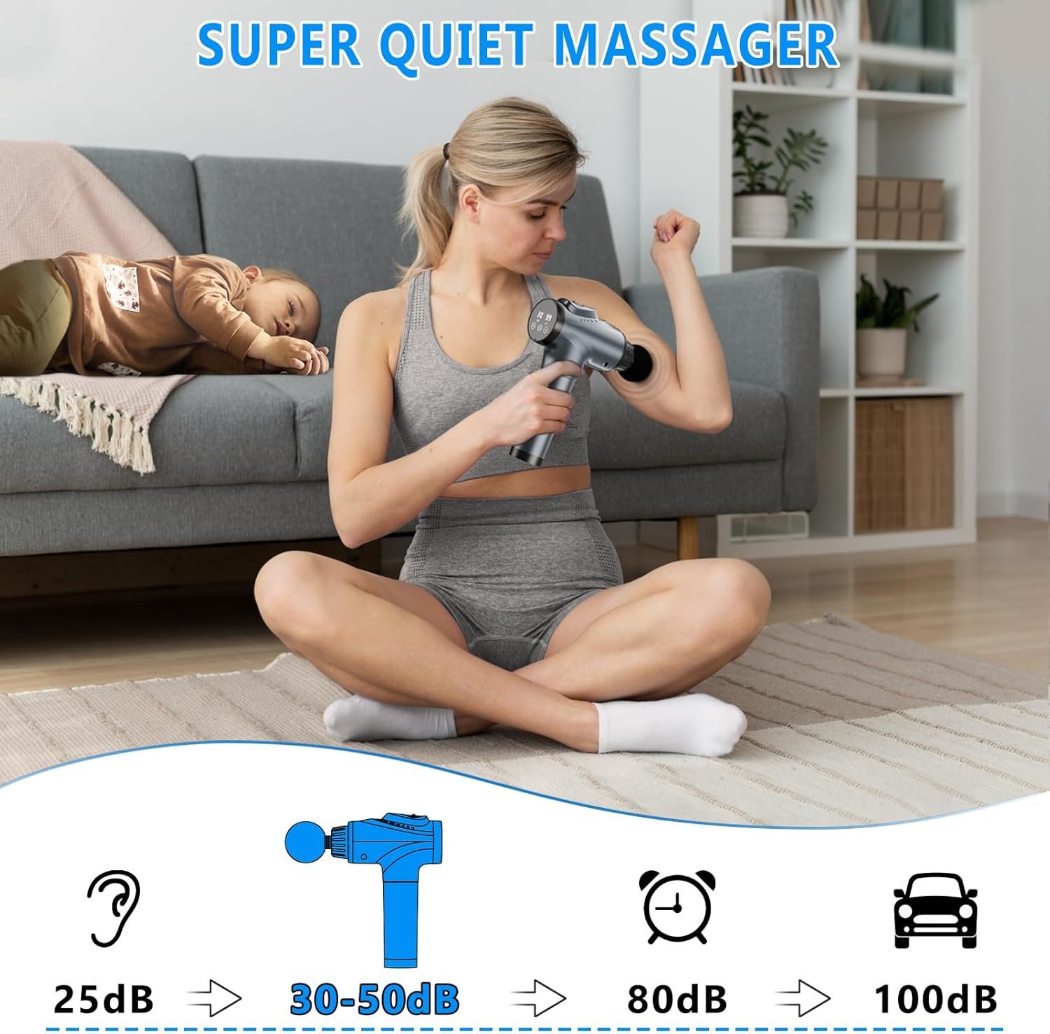 Massage Gun, Muscle Massage Gun for Athletes Handheld Electric Deep Tissue Back Massager, Percussion Massage Device for Pain Relief with 30 Speed Levels 9 Heads,Father's Day Gifts - Image 5