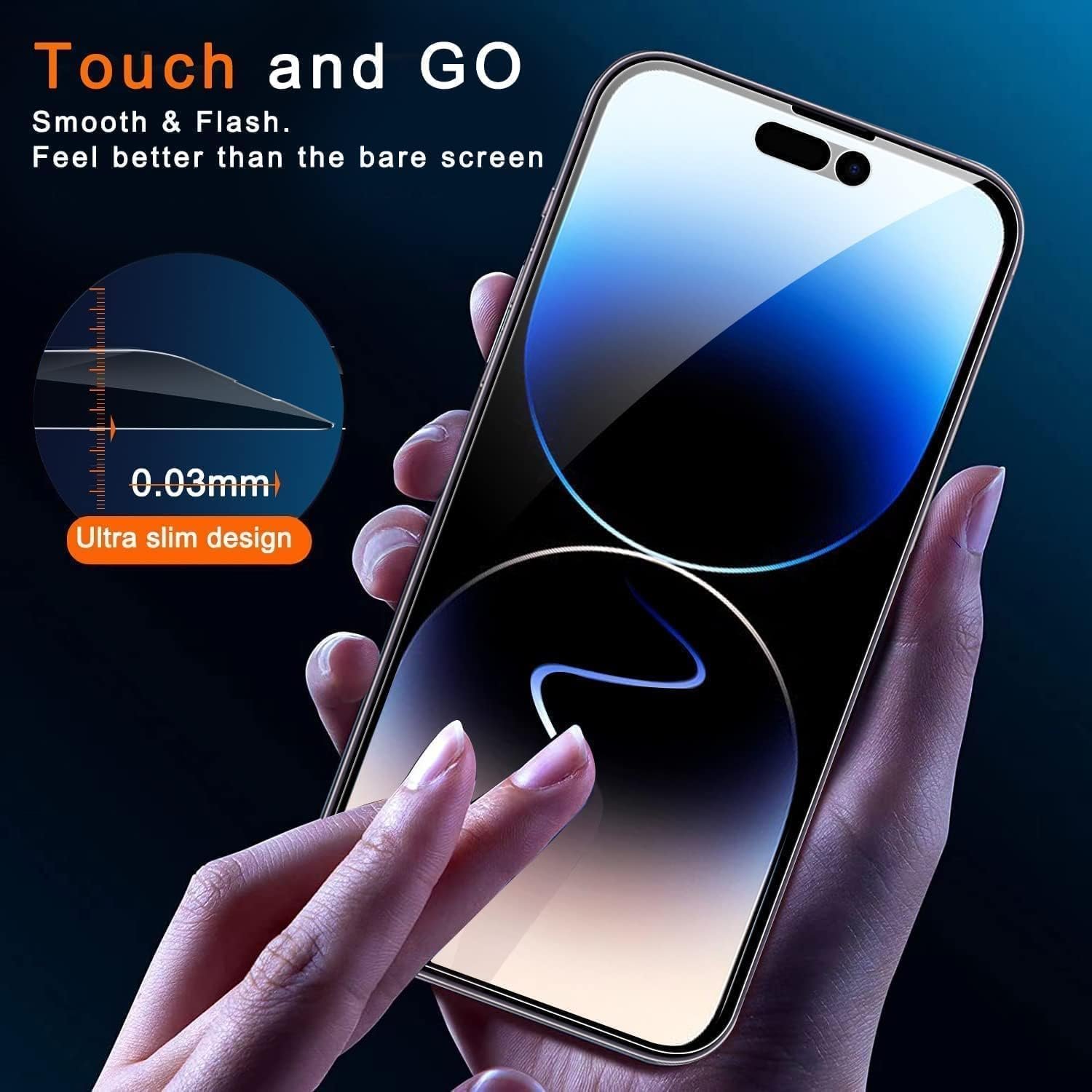 Ferilinso 3 Pack for Apple iPhone 14 Pro Privacy Screen Protector Tempered Glass Accessories 9H Anti Spy Privacy Screen for iPhone 14 Pro 3 Pack Camera Lens Protector Case Friendly - Image 9
