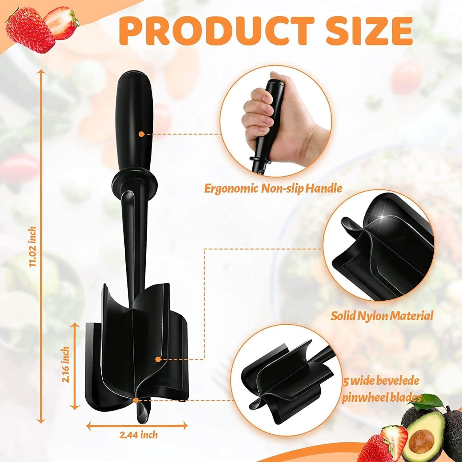 Meat Chopper, Hamburger Chopper, Potato Masher-Professional Multifunctional Heat Resistant Nylon Ground Beef Smasher Kitchen Tools And Gadgets, Safe For Non-Stick Cookware. - Image 3