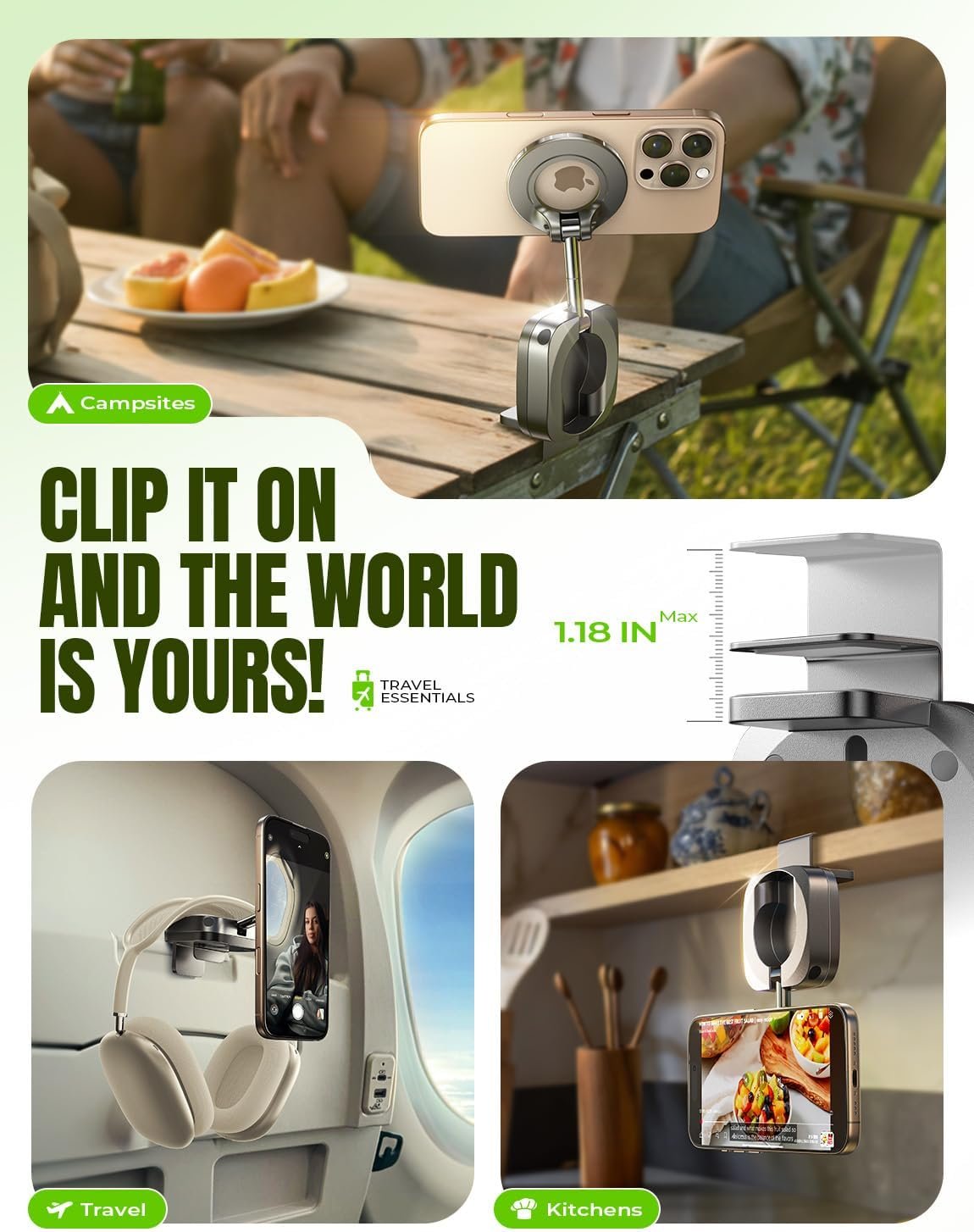 LISEN Airplane Travel Essentials Phone Holder for Women Baby Long Flight Essentials for Flying Must Haves Handsfree for MagSafe Travel Accessories Phone Stand Beach Vacation Cruise Essentials 2025 - Image 5