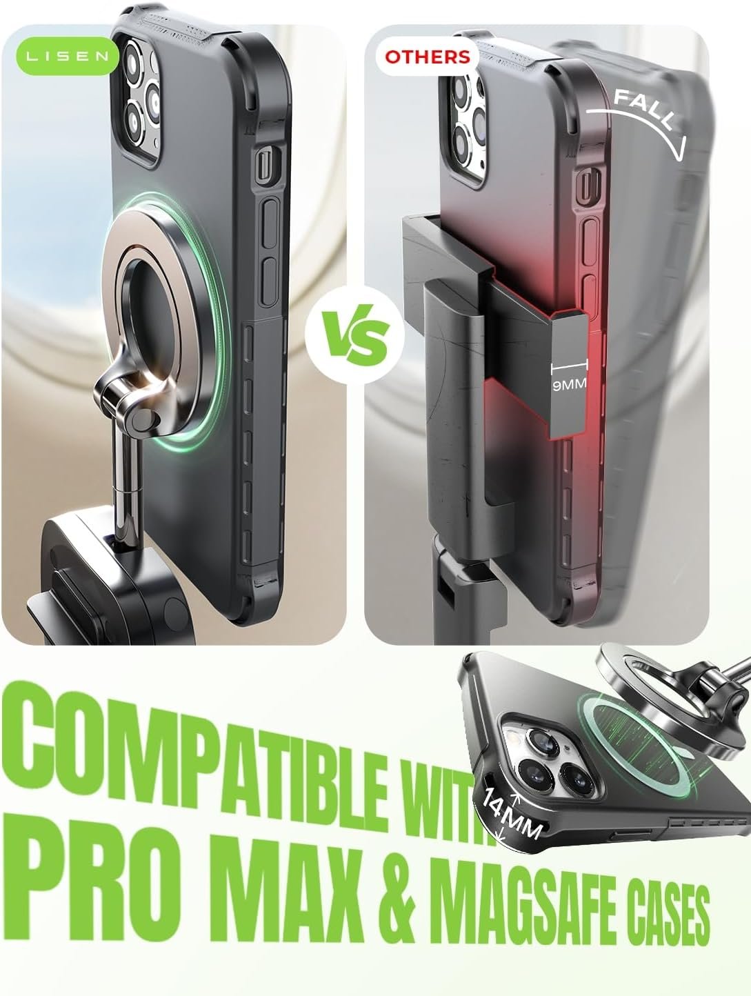 LISEN Airplane Travel Essentials Phone Holder for Women Baby Long Flight Essentials for Flying Must Haves Handsfree for MagSafe Travel Accessories Phone Stand Beach Vacation Cruise Essentials 2025 - Image 4