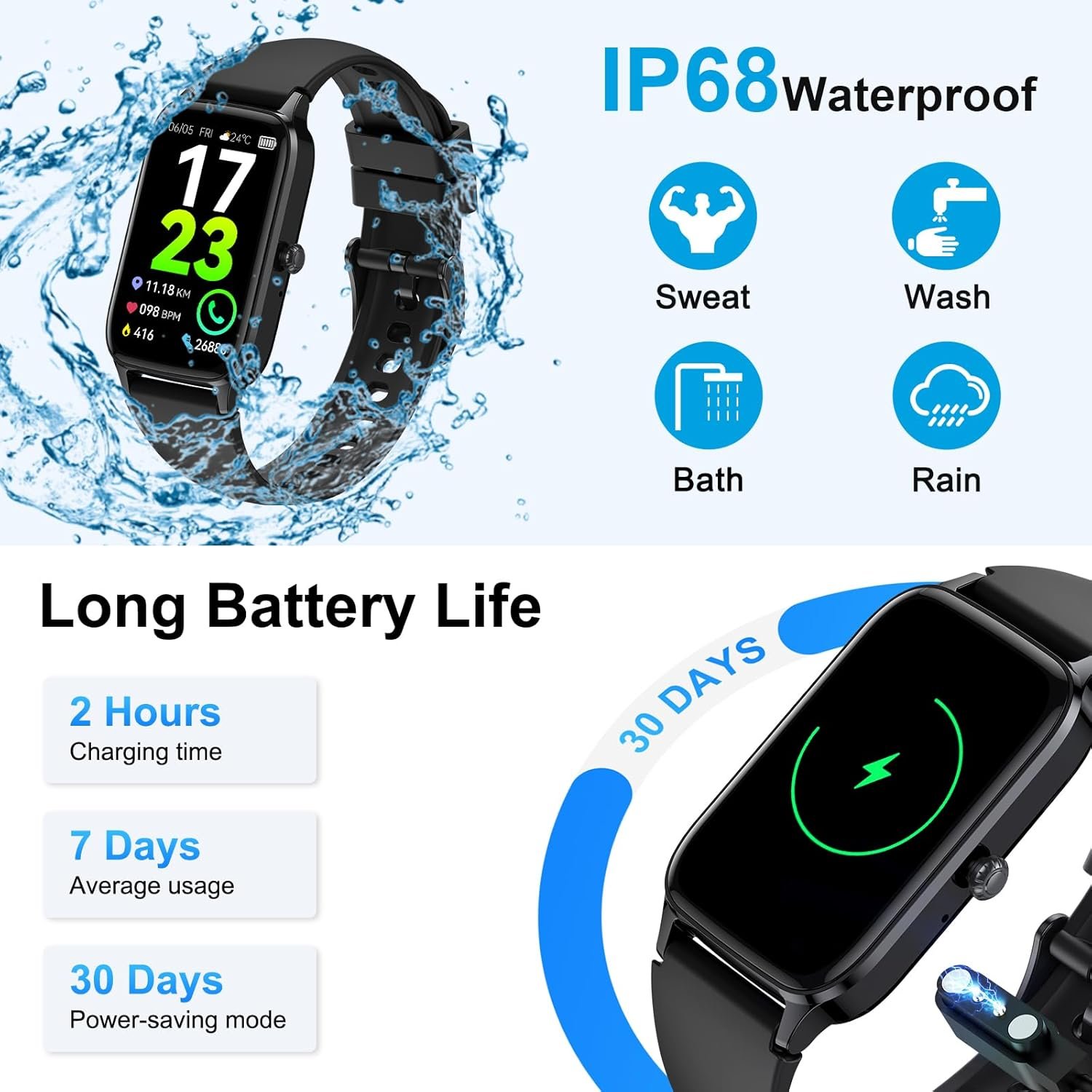 Smart Watch(Answer/Make Call), 2025 Fitness Activity Tracker for Men Women, 1.57” Smartwatch with Heart Rate/Sleep Monitor/Pedometer/Calories/113 Sports, IP68 Waterproof Fitness Watch for Android iOS - Image 8