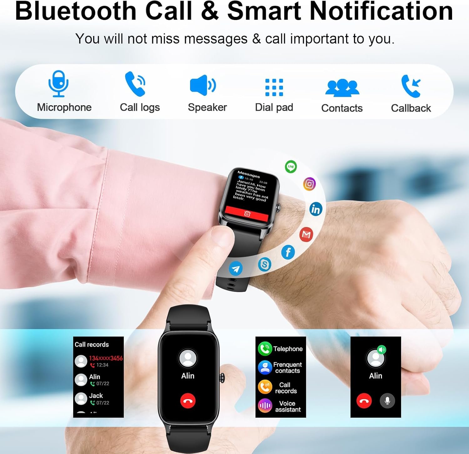 Smart Watch(Answer/Make Call), 2025 Fitness Activity Tracker for Men Women, 1.57” Smartwatch with Heart Rate/Sleep Monitor/Pedometer/Calories/113 Sports, IP68 Waterproof Fitness Watch for Android iOS - Image 4