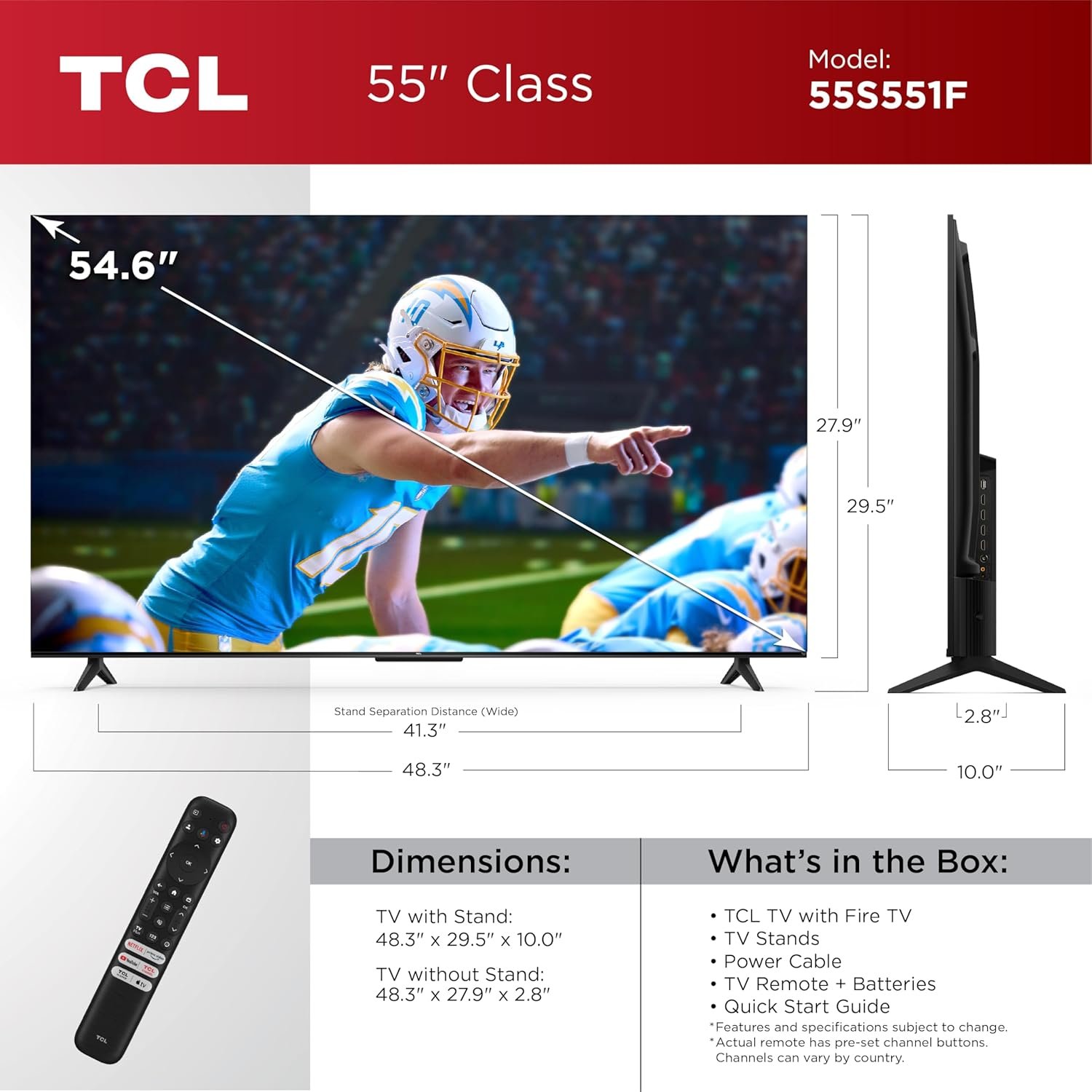 TCL 55-Inch Class S5 UHD 4K LED Smart TV with Fire TV (55S551F, 2024 Model), Dolby Vision, HDR PRO+, Dolby Atmos, Alexa Built-in with Voice Remote, Apple AirPlay 2 Compatibility, Streaming Television - Image 5
