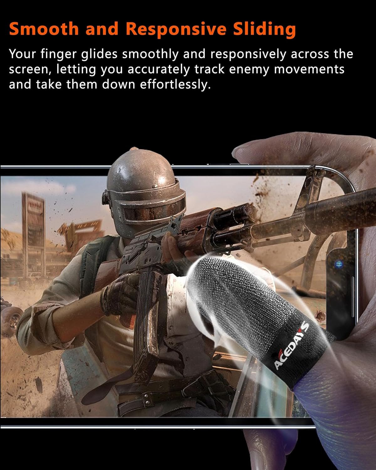 Gaming Finger Sleeves,100% Visible Silver Fibers,Just Right Pressure/Breathable/Sweatproof,Gaming Gloves for PUBG Mobile/Knives Out/Call of Duty Mobile(10pcs) L - Image 6