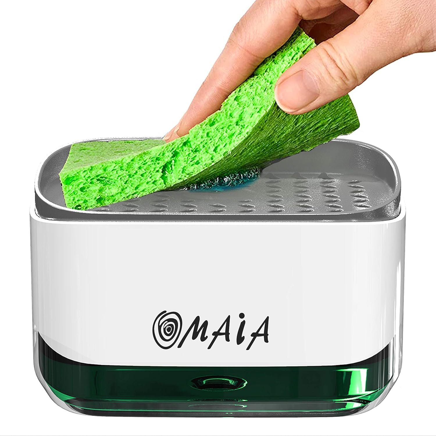 OMAIA 2-in-1 Dish Soap Dispenser with Sponge Holder - Smart Kitchen Gadget - Sink Countertop Organizer - Image 2