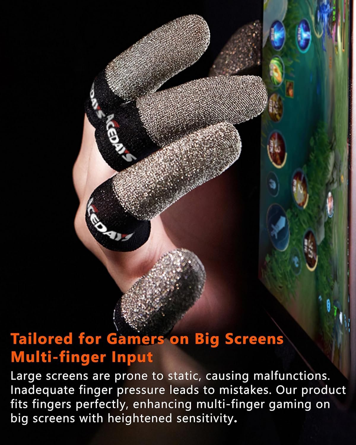 Gaming Finger Sleeves,100% Visible Silver Fibers,Just Right Pressure/Breathable/Sweatproof,Gaming Gloves for PUBG Mobile/Knives Out/Call of Duty Mobile(10pcs) L - Image 5