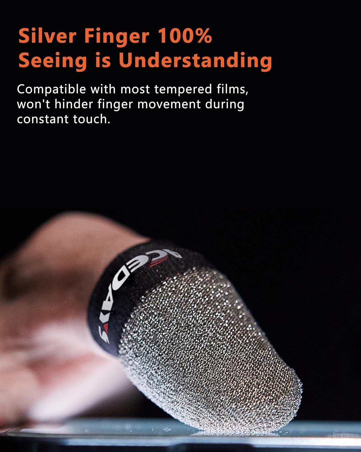 Gaming Finger Sleeves,100% Visible Silver Fibers,Just Right Pressure/Breathable/Sweatproof,Gaming Gloves for PUBG Mobile/Knives Out/Call of Duty Mobile(10pcs) L - Image 8