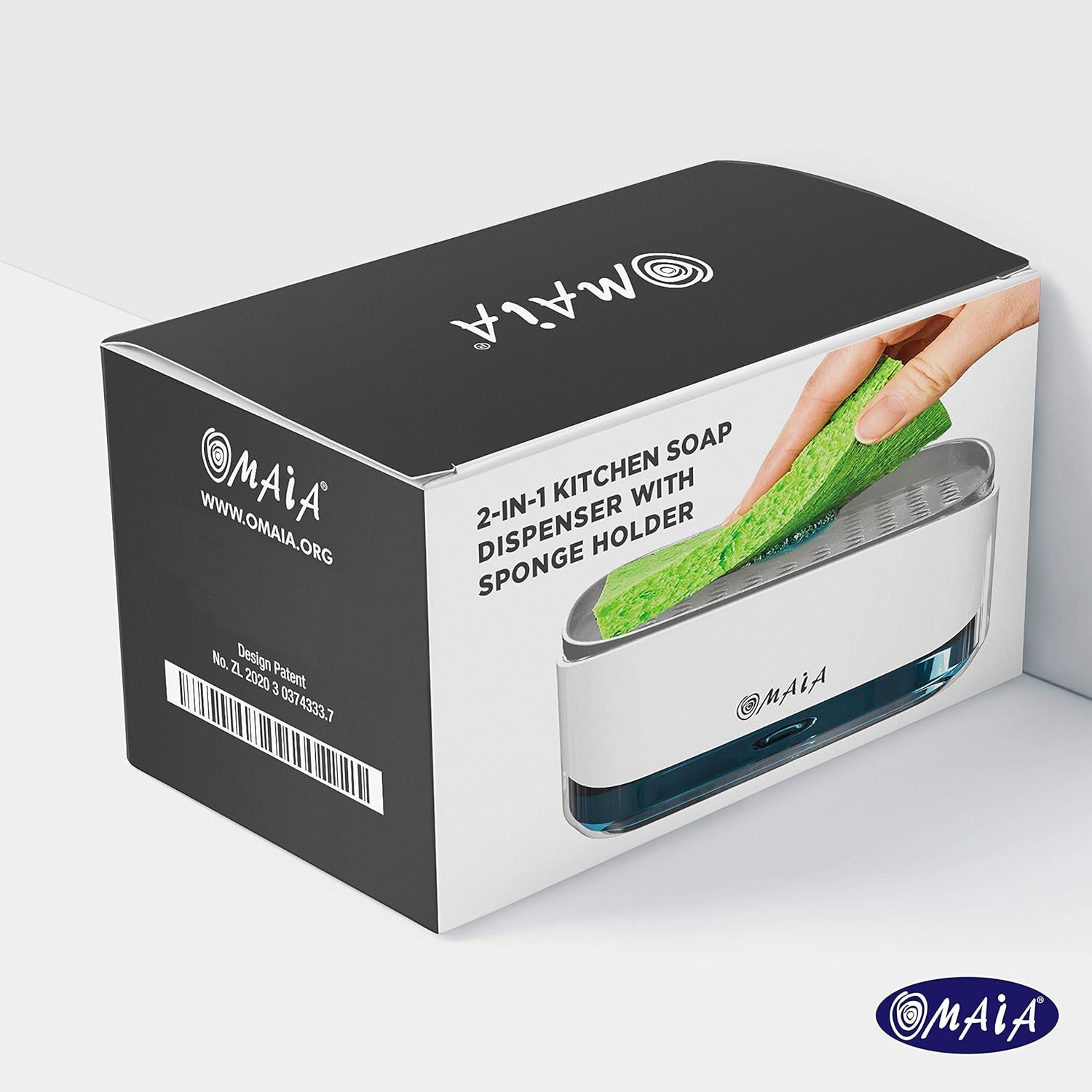 OMAIA 2-in-1 Dish Soap Dispenser with Sponge Holder - Smart Kitchen Gadget - Sink Countertop Organizer - Image 4